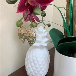 Light blue and gold leaf earring